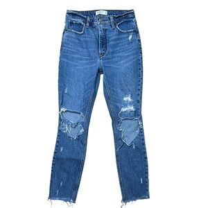 Abercrombie & Fitch Women’s The Skinny High Rise Medium Wash Distressed Jeans